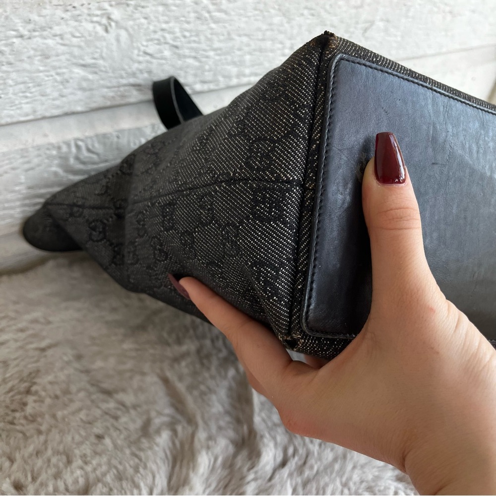 GUCCI Black Monogram Tote Y2K Vintage Shoulder Bag GG Web - Picture 7 of 11